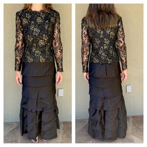 Richilene vintage satin lace evening gown